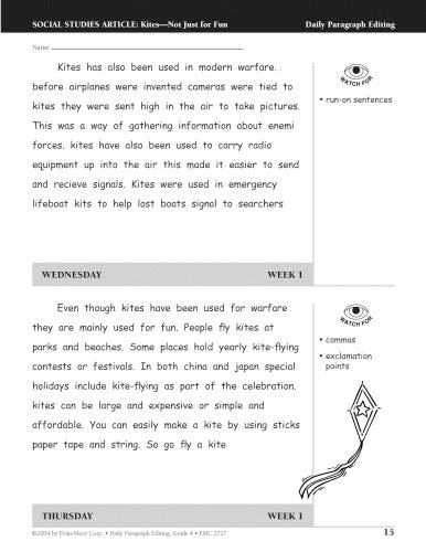 DAILY PARAGRAPH EDITING GRADE 4