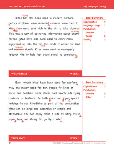 DAILY PARAGRAPH EDITING GRADE 4