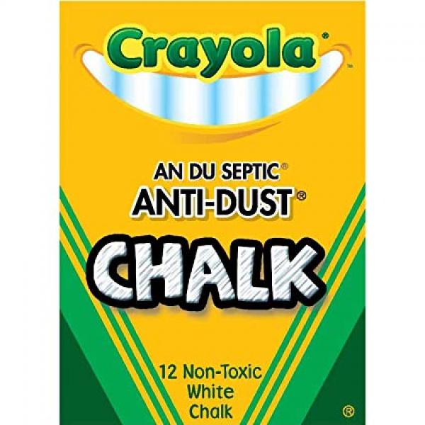 CRAYOLA CHALK: WHITE ANTI-DUST 12CT