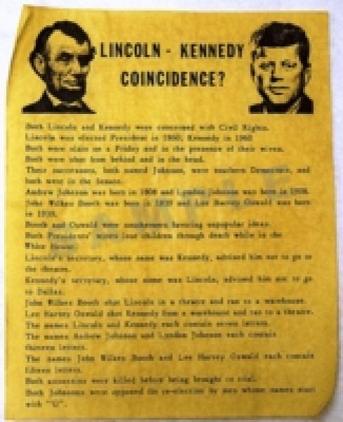 HISTORICAL DOCUMENT: #14-LINCOLN-KENNEDY COINCIDENCE?