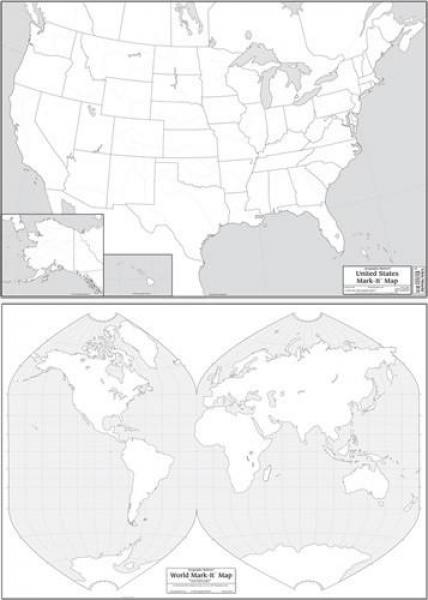 MARK-IT MAP: WORLD/USA TWO SIDED