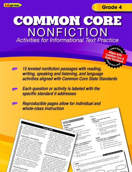 COMMON CORE NONFICTION: ACTIVITIES FOR INFORMATIONAL TEXT PRACTICE GRADE 4