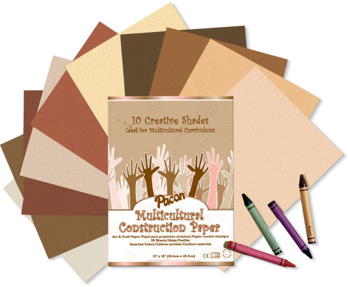 CONSTRUCTION PAPER: 12"X18" MULTICULTURAL ASSORTED COLORS