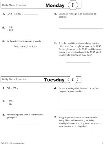 DAILY MATH PRACTICE GRADE 6