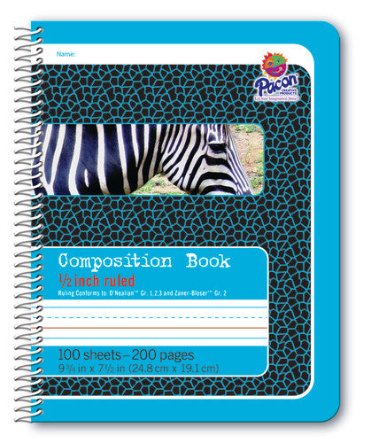 SPIRAL COMPOSITION BOOK: 1/2" RULED