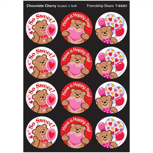 SCRATCH AND SNIFF STICKERS: FRIENDSHIP BEARS- CHOCOLATE CHERRY