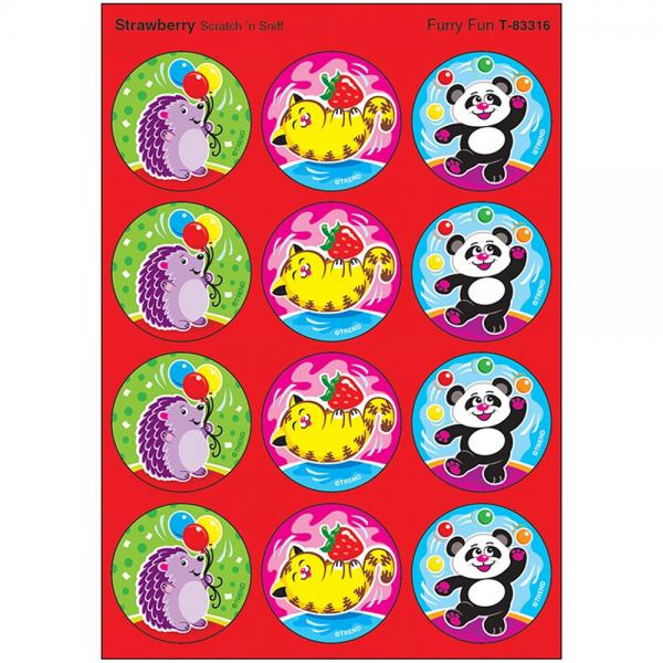 SCRATCH AND SNIFF STICKERS: FURRY FUN- STRAWBERRY