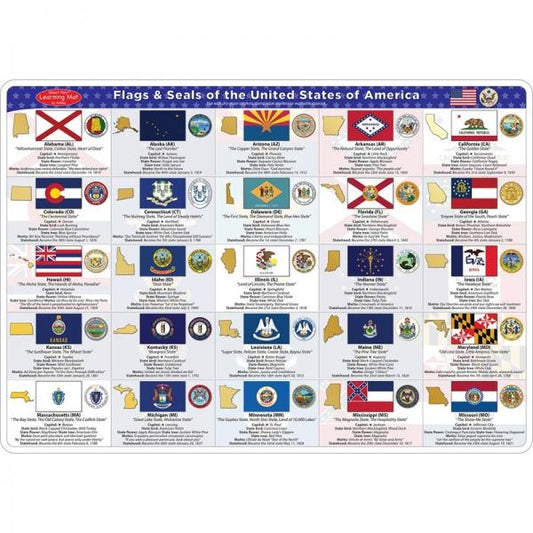 SMART POLY LEARNING MAT: FLAGS & SEALS OF THE UNITED STATES OF AMERICA