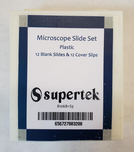 MICROSCOPE SLIDE SET OF 12 PLASTIC SLIDES AND COVERS
