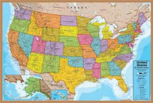 UNITED STATES LAMINATED MAP
