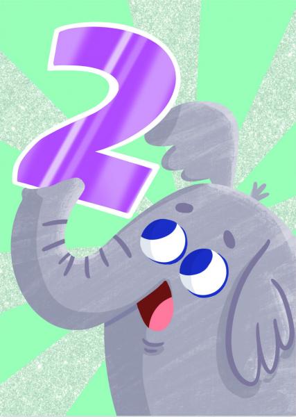 GREETING CARD: 2 YEAR OLD ELEPHANT