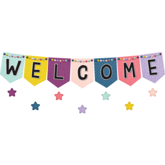 BULLETIN BOARD SET: WELCOME PENNANTS OH HAPPY DAY