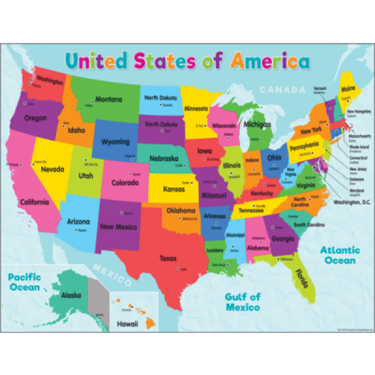 CHART: UNITED STATES OF AMERICA MAP COLORFUL