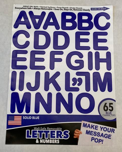 WALL-SAFE REMOVABLE LETTERS & NUMBERS BLUE