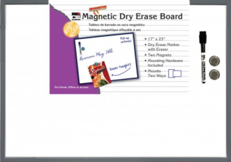 MAGNETIC DRY ERASE BOARD 17 X 23 GRAY FRAME