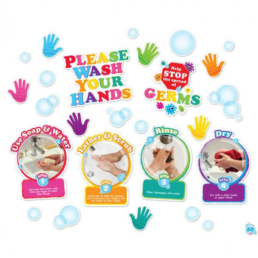 SMART POLY MINI BULLETIN BOARD SET: PLEASE WASH YOUR HANDS