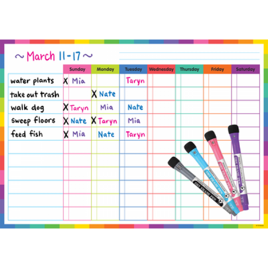 MAGNETIC DRY-ERASE TASK CHART COLORFUL