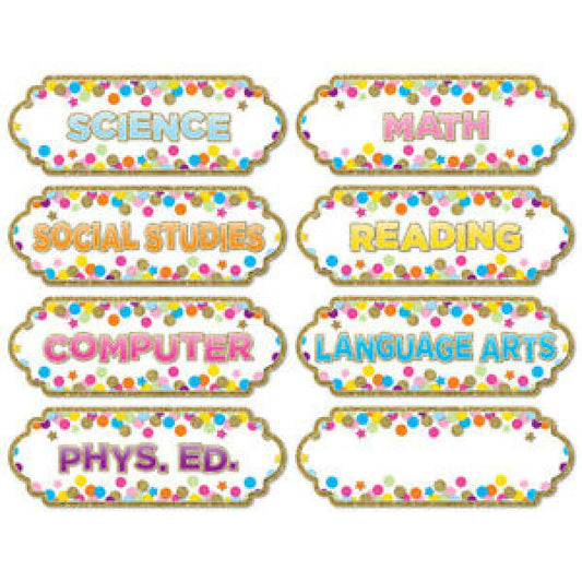 DIE-CUT MAGNETS: CLASS SUBJECTS TIMERSAVER SUBJECTS CONFETTI