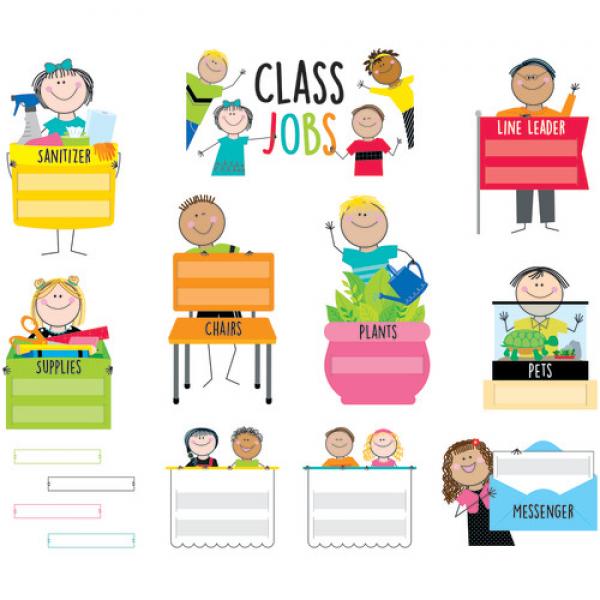 MINI BULLETIN BOARD SET: CLASS JOBS STICK KIDS