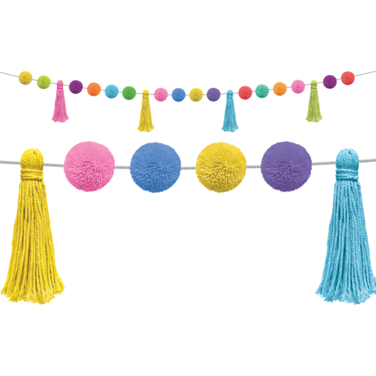 POM-POMS AND TASSELS GARLAND COLORFUL