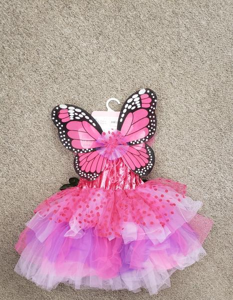 FAIRY BLOOMS DELUXE DRESS WITH WINGS HOT PINK SIZE 3-4