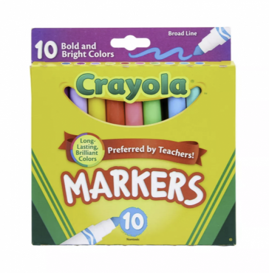 CRAYOLA MARKERS: BOLD AND BRIGHT COLORS 10 CT