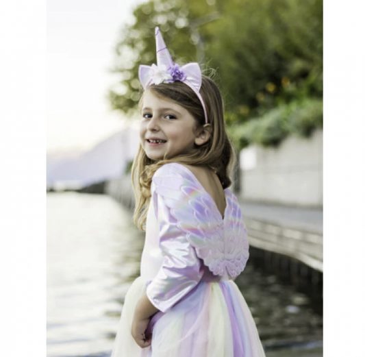 ALICORN DRESS WITH WINGS AND HEADBAND 3-4