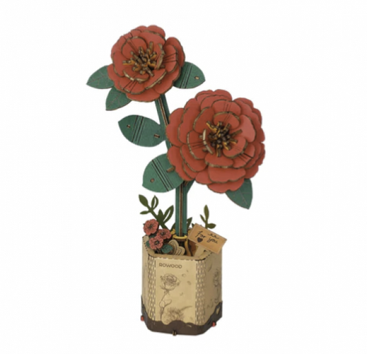WOODEN BLOOM CRAFT RED CAMELLIA