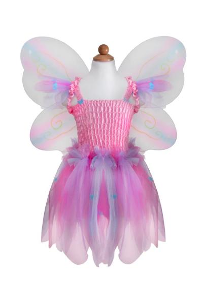 BUTTERFLY DRESS WITH WINGS AND WAND PINK SIZE 5-6