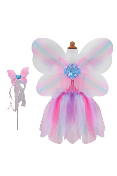 BUTTERFLY DRESS WITH WINGS AND WAND PINK SIZE 5-6