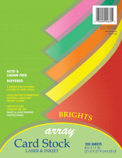 CARD STOCK: BRIGHTS ASSORTED 100 SHEETS