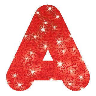 LETTERS: 4" CASUAL RED SPARKLE