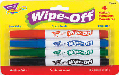 WIPE-OFF MARKERS PRIMARY COLORS 4PK