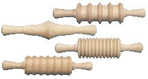 WOODEN CLAY ROLLING PINS SET OF 4
