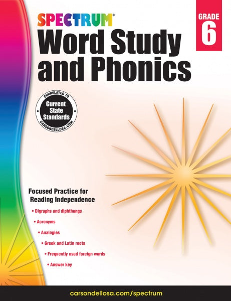 SPECTRUM COMMON CORE WORD STUDY AND PHONICS GRADE 6