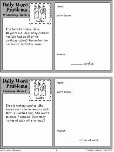 DAILY WORD PROBLEMS MATH GRADE 3
