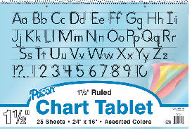 CHART TABLET: 1 1/2" RULED 24"X16" ASSORTED COLORS