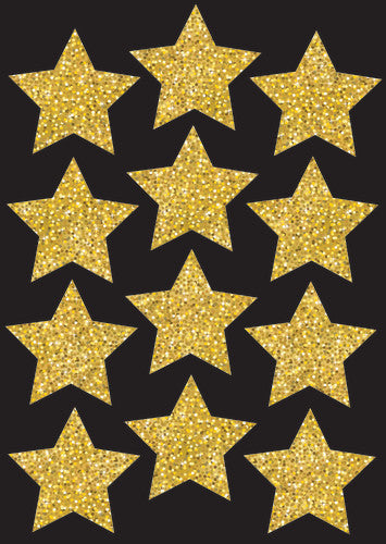 DIE-CUT MAGNETS: 3" GOLD SPARKLE STARS