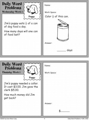 DAILY WORD PROBLEMS MATH GRADE 2