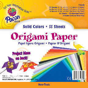 ORIGAMI PAPER: ASSORTED COLORS & SIZES, 55 SHEETS