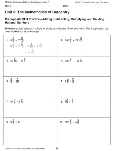 MATH FOR COLLEGE AND CAREER READINESS GRADE 8